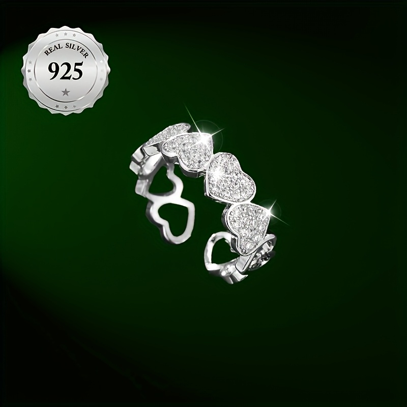 Women's Open Ring Surprise Gift Solid Cubic Zirconia S925 Silver